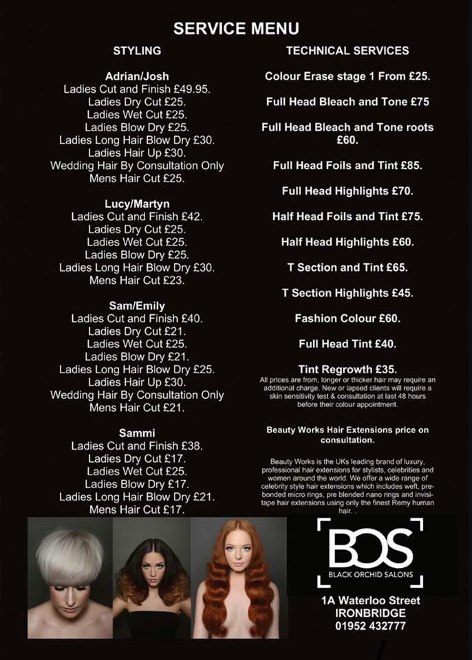 Black Orchid Salons On Twitter Our Service Menu Blackosalons