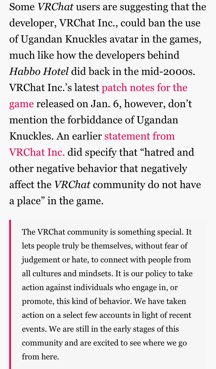 ianmiles's tweet photo. It gets worse. Polygon reaches out to the makers of VRChat to ask them to ban Ugandan Knuckles. https://t.co/QvOcBwq3sG