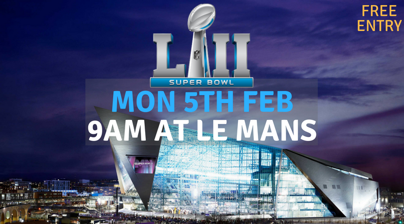 lemansgokarts's tweet photo. Join Le Mans Entertainment on MONDAY 5TH FEB for the ULTIMATE SUPERBOWL, CELEBRATION at our new SPORTS BAR! 

Our doors will open at 9AM to NFL Fans, Punters &amp; Enthusiasts for pre-game bevs and food. 

Free entry &amp; we'll have plenty of awesome food &amp; drink deals! 

See you then! https://t.co/LjOrb6ahps
