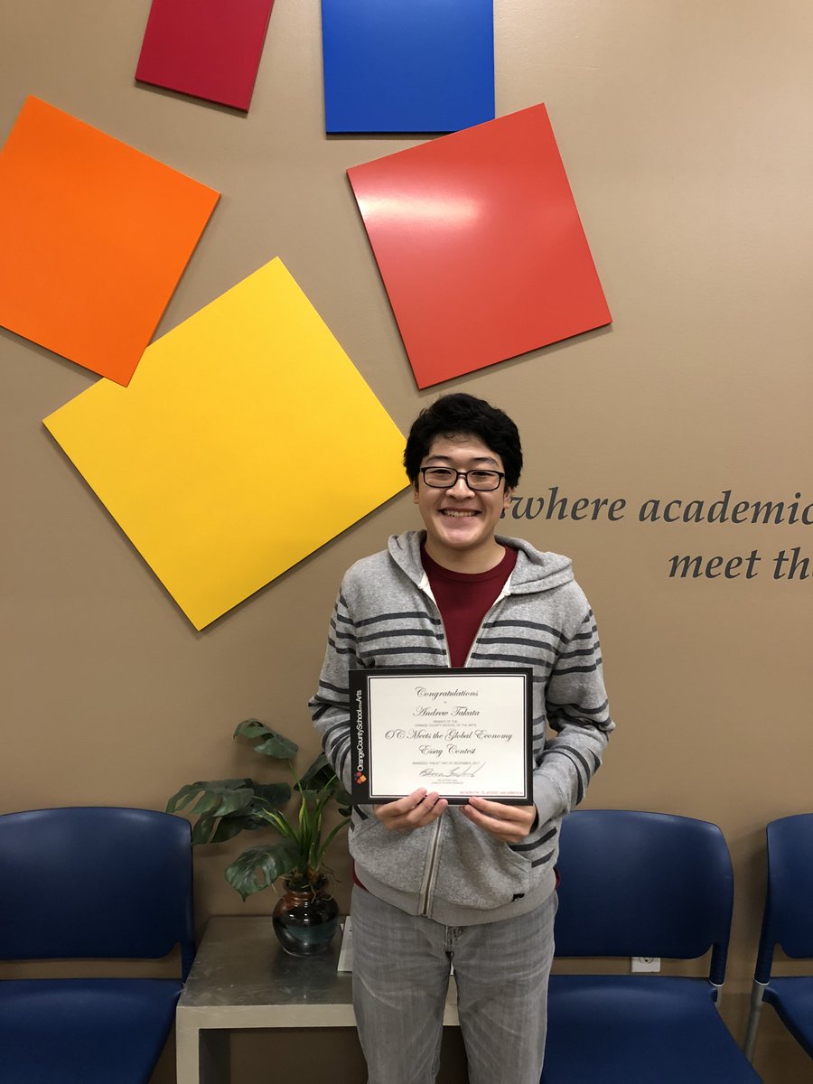 weareocsa's tweet photo. Congratulations to our speaker series essay contest winner AJ Takata, who received $2,500 for his conservatory. Tomorrow is the big day! We are kicking off our inaugural speaker series with "OC Meets the Global Economy." https://t.co/AVt7Iifxx5