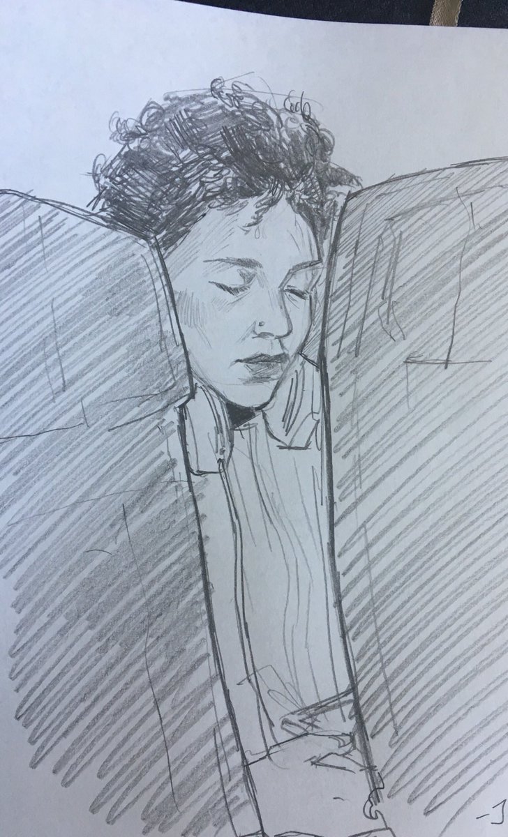 IM FINALLY BACK; on the plane ride home i was sitting/doodling in front of this writer and she wrote me a poem!!! so in return i sketched her and gave her the drawing ?