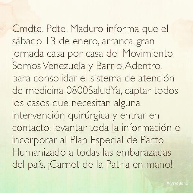 comunicadorapaz's tweet photo. @NicolasMaduro defiend el modlo d la salud dmocrática, salud para todos 2018 año dl blindaje las misiones #N3308ene https://t.co/9db5lehm1C