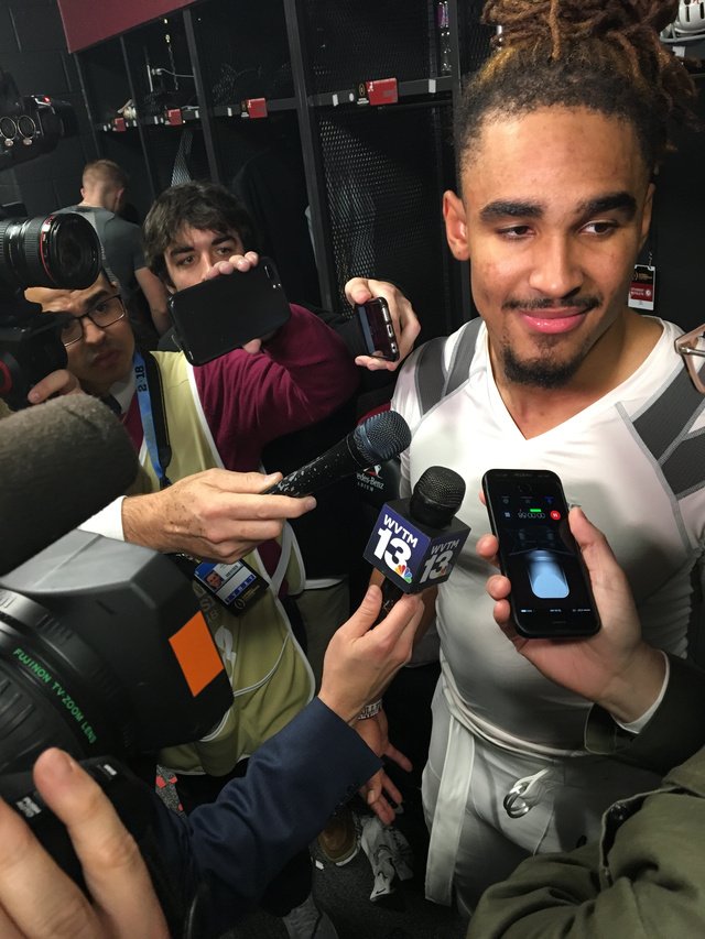 ESPNMcGee's tweet photo. Jalen Hurts, ever classy, on being replaced at QB by Tua Tagovailoa: "We just won the national championship. I've got nothing to be sad about." https://t.co/FApN7G2X1t https://t.co/WnyZdZBDEp