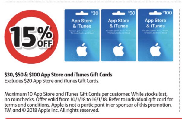 20x Flybuys points on Apple gift cards @ Coles (1 Nov to 7 Nov 2023) :  flybuys