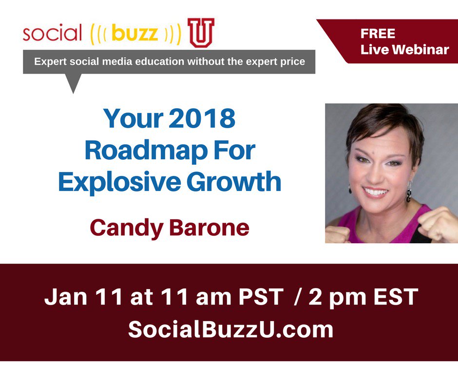candy_barone's tweet photo. I am so honored to be the guest speaker on Social Buzz U discussing powerful strategies on how to jumpstart 2018 with purpose! Join me and @CoachLaura at 1:00 PM CST this Thursday, January 11th! #YES2018 #imagineif #sayYEStoyourself #destroytheNOISE https://t.co/ArsNWuALU3