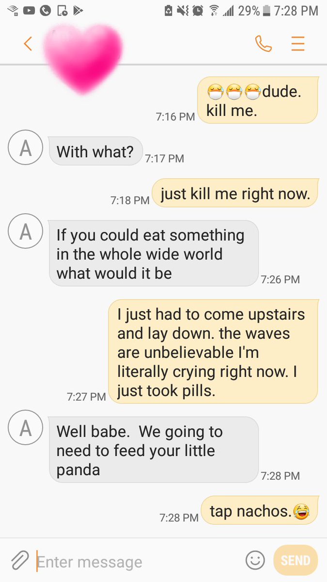 TheMommaBeast's tweet photo. I could be swimming in my own preggo vomit and still not hate the thought of Tap nachos. https://t.co/YnXz9zLbRK