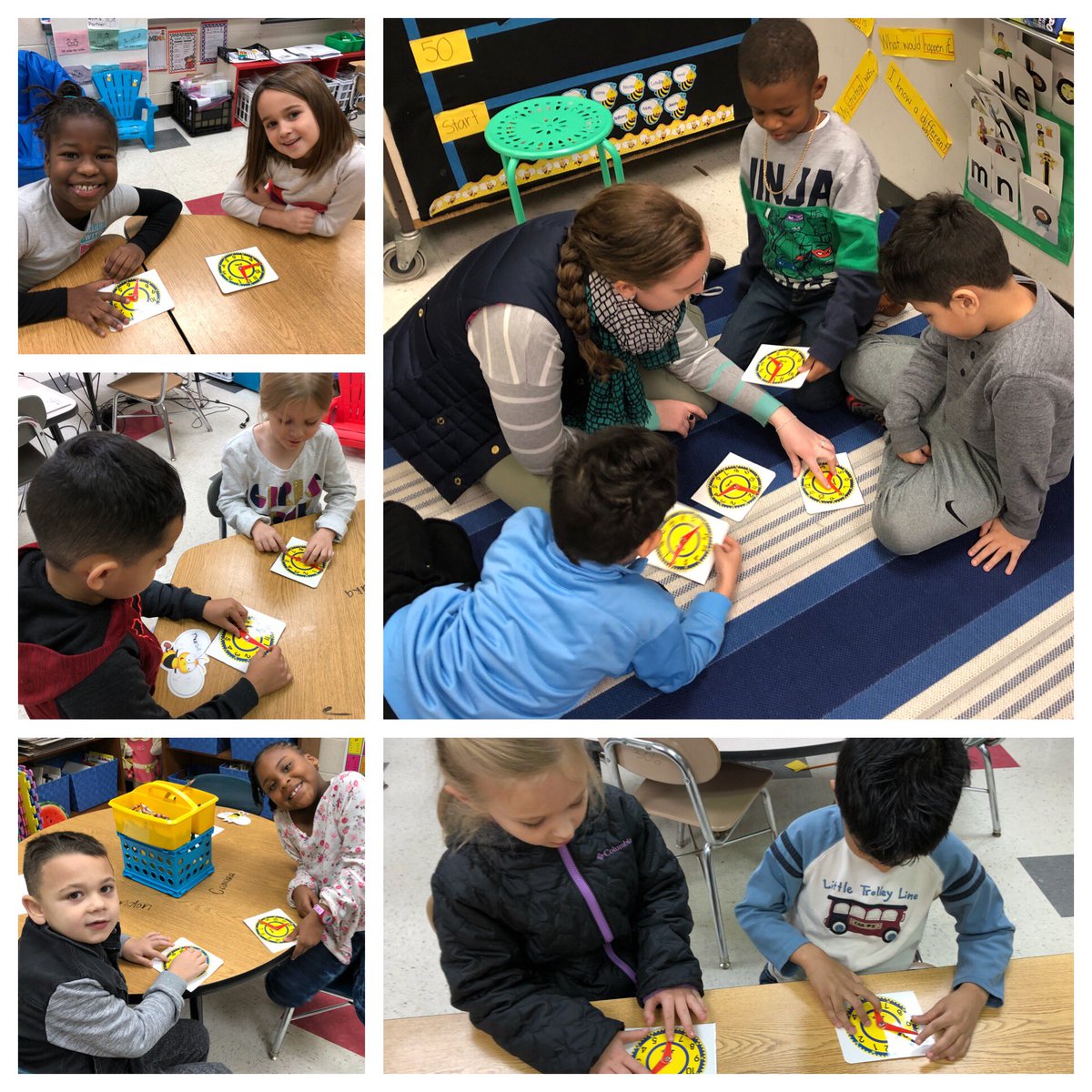Learning how to tell time to the hour and half hour!! 👍🏻 #analogclocks #collaboration #funinfirst <a href="/DurantEagles/">Durant Elementary</a>