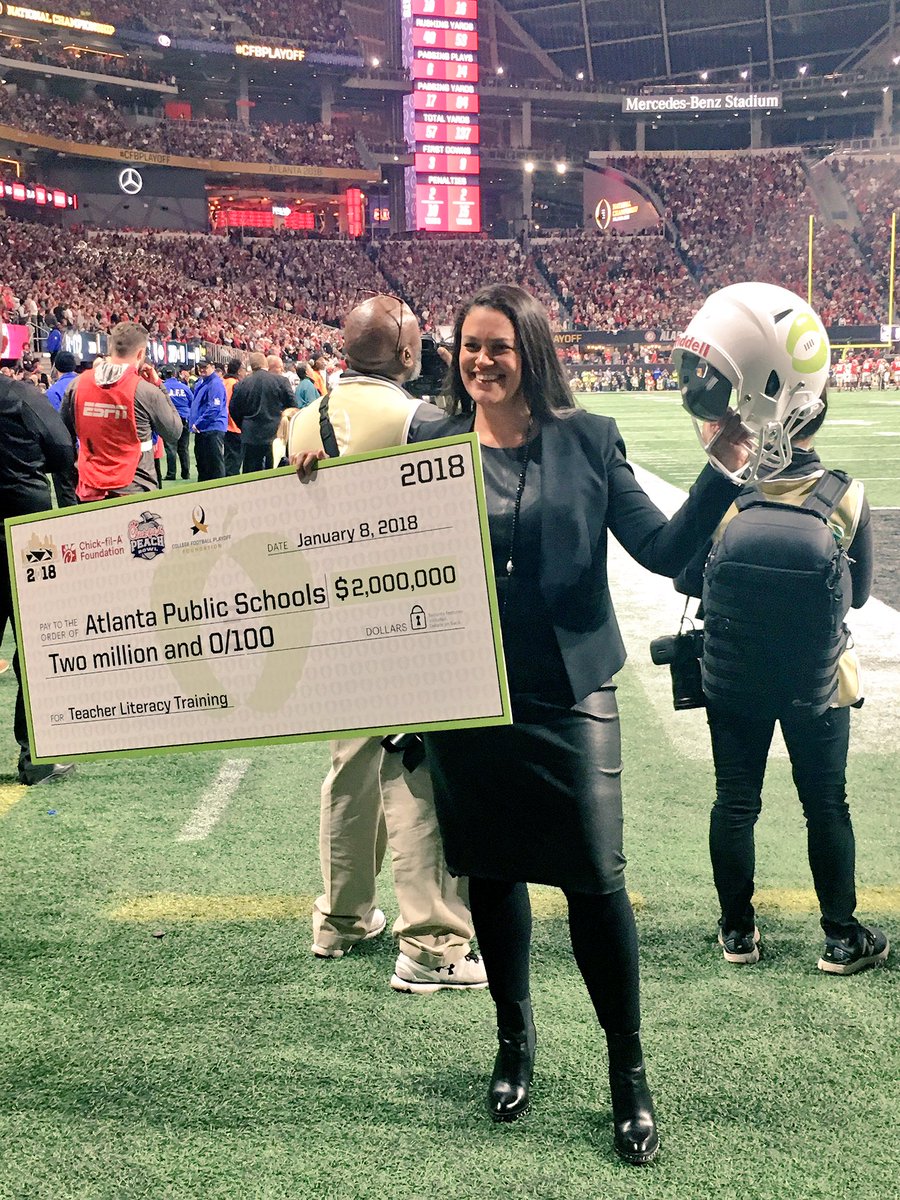 Meria Carstarphen (@carstarphenmj) on Twitter photo APS brings home the W for literacy! Thankful 4 $2M literacy grant from <a href="/CFPExtraYard/">College Football Playoff (CFP) Foundation</a>, <a href="/atlchampgame/">Atlanta Champ Game</a>, <a href="/ChickfilA/">Chick-fil-A, Inc.</a> & <a href="/CFAPeachBowl/">Chick-fil-A Peach Bowl</a>! #CFPlayoff APS brings home the W for literacy! Thankful 4 $2M literacy grant from <a href="/CFPExtraYard/">College Football Playoff (CFP) Foundation</a>, <a href="/atlchampgame/">Atlanta Champ Game</a>, <a href="/ChickfilA/">Chick-fil-A, Inc.</a> & <a href="/CFAPeachBowl/">Chick-fil-A Peach Bowl</a>! #CFPlayoff