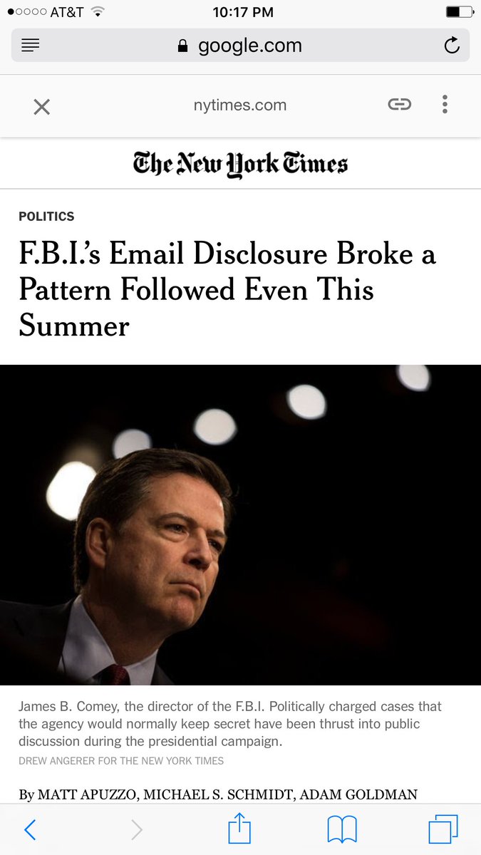 justbeachy1111's tweet photo. @seanhannity @SaraCarterDC @AlanDersh Regarding the FBI agent texts, perhaps "CF article" refers to Clinton Foundation - maybe an article by MATT APUZZO in Nov 2016 where FBI agents sort of "throw Comey under the bus" https://t.co/oNSbtQNmlZ