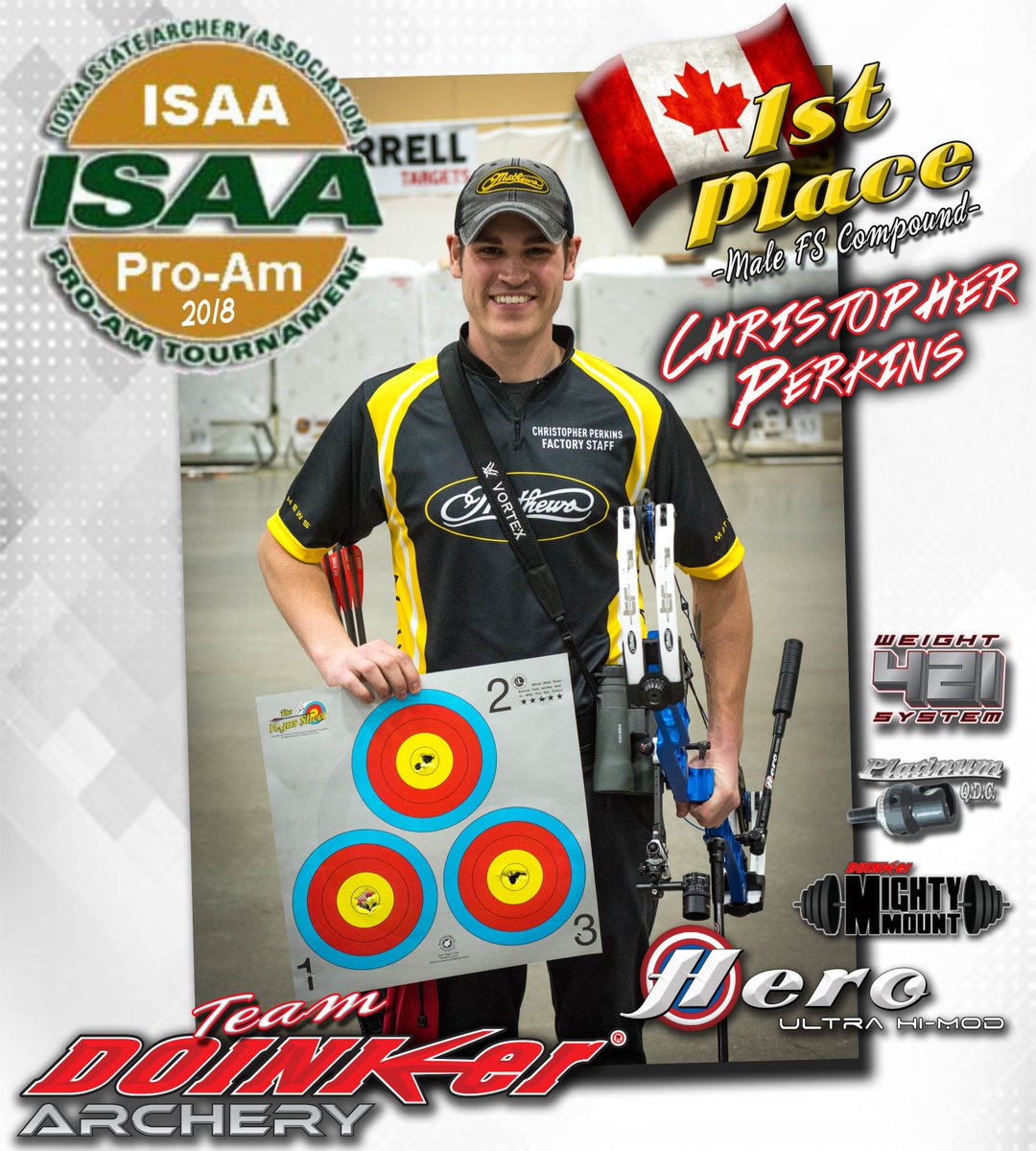 DoinkerStabs's tweet image. Congratulations to Team Doinker&apos;s Christopher Perkins on his 1st Place Win at the 2018 ISAA Pro-Am Archery Tournament in Iowa! #TeamDoinker #HeroUltraHiMod #421Weights #MightyMount #PlatinumQDC #PeeWeeDoinkers #Doinker #Archery #isaaProAm #winning