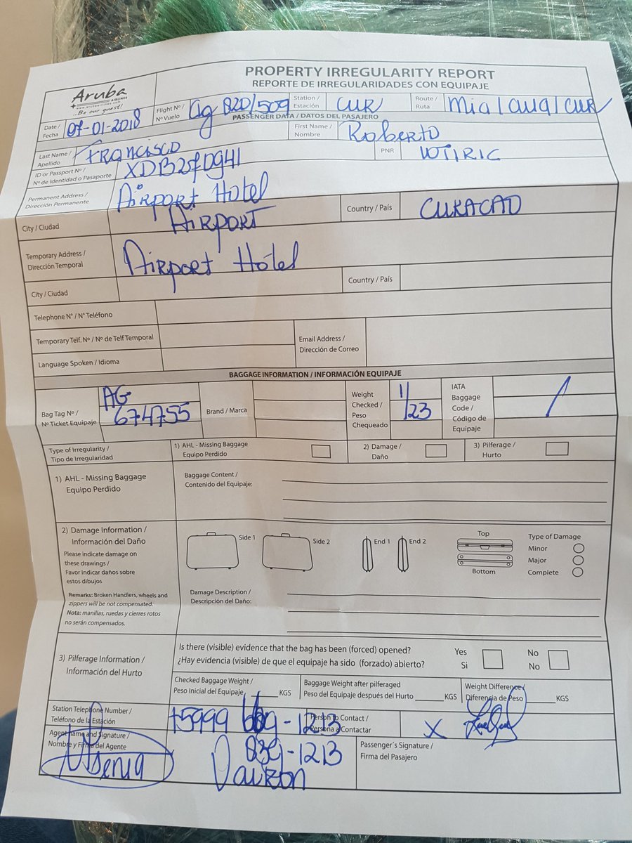 #2 Aqui tienen la evidencia del reclamo formal de la maleta y tambien tengo las conversaciones que mantuve via whatsapp que tambien voy a publicar. Nadie se ha responsabilizado por nada hasta el momento y ni siquiera saben donde está la maleta.