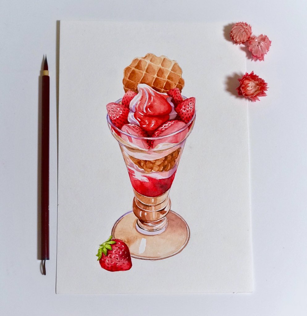 Myomyo 在 Twitter 上 ガストのいちごパフェ 水彩 絵 イラスト ガスト T Co Xrvoyt2hyb Twitter