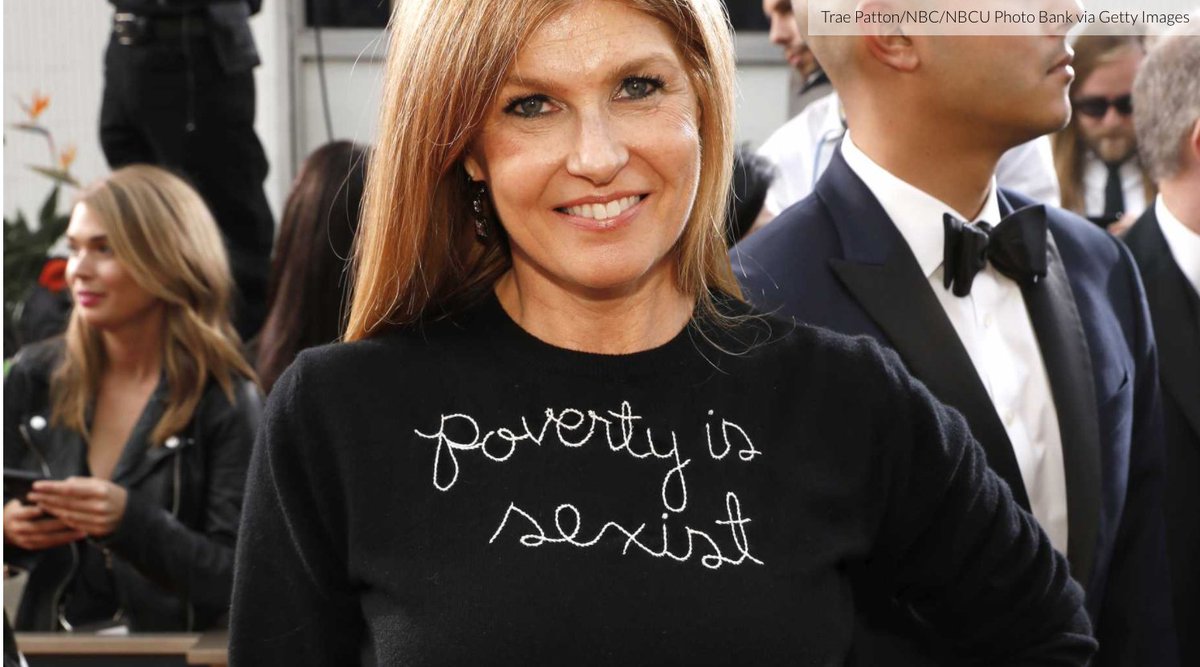 realDailyWire's tweet photo. IRONY ALERT: Connie Britton Wears 'Poverty Is Sexist' Shirt — It Wasn't Cheap https://t.co/zK93kEj50T @ryansaavedra https://t.co/NSgdiuyoII