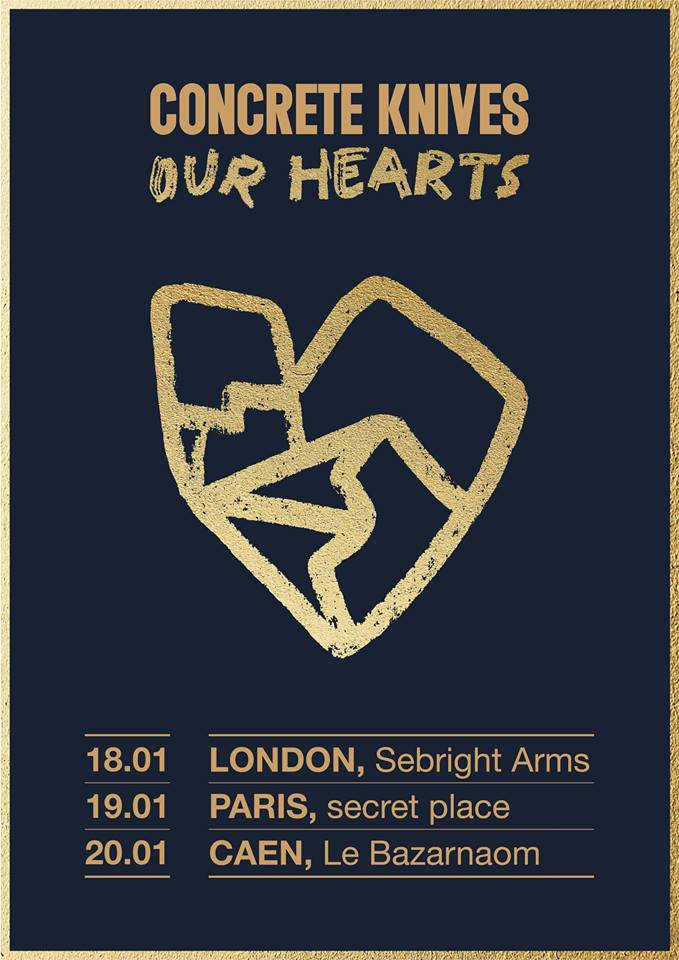 La voilà l'info que vous attendiez  qui va jouer pour vous lors de notre soirée d'adieux à le <a href="/Bazarnaom/">Le Bazarnaom</a> ? 
C'est le groupe <a href="/ConcreteKnives/">Concrete Knives</a>  !!!
Et oui, en exclusivité pour vous !
Alors, heureux ?

Places limitées, alors n'oubliez pas de réserver par téléphone au 02 31 85 50 83.