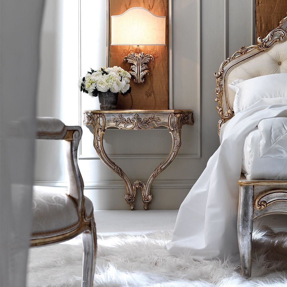 JI_Furniture's tweet photo. qually as comfortable in a hallway as a console table or by a sofa as a side table. Find the Italian Silver Leaf Rococo Wall Mounted Bedside Table at Juliettes Interiors. A versatile but beautifully striking table in its dramatic curves and opulent lines... #designerbedside … https://t.co/i5NN7fPSD5