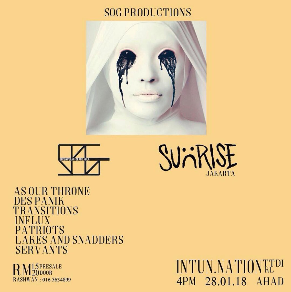 transitionsmy's tweet photo. Hello! We're kicking off "Little Did We Know Tour '18" this January 27th at @IntunNation feat. @SunriseJKT @weareSOG @AsOurThrone @DesPanikBand @influxmy @PatriotsMY @servants and @wearelns. Come down and experience the Apathy! #MakeEmoGreatAgain #trnstns #apathyep https://t.co/bO9NpPh9Fo