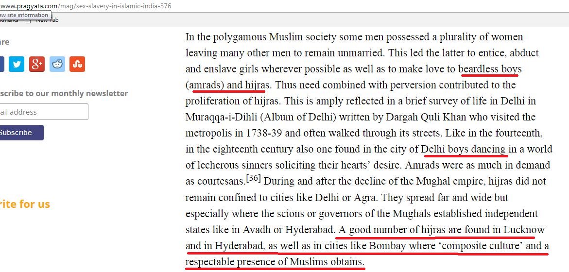 K.S.Lal works point out the growth of Eunuchs during the Muslim occupation of Bharat