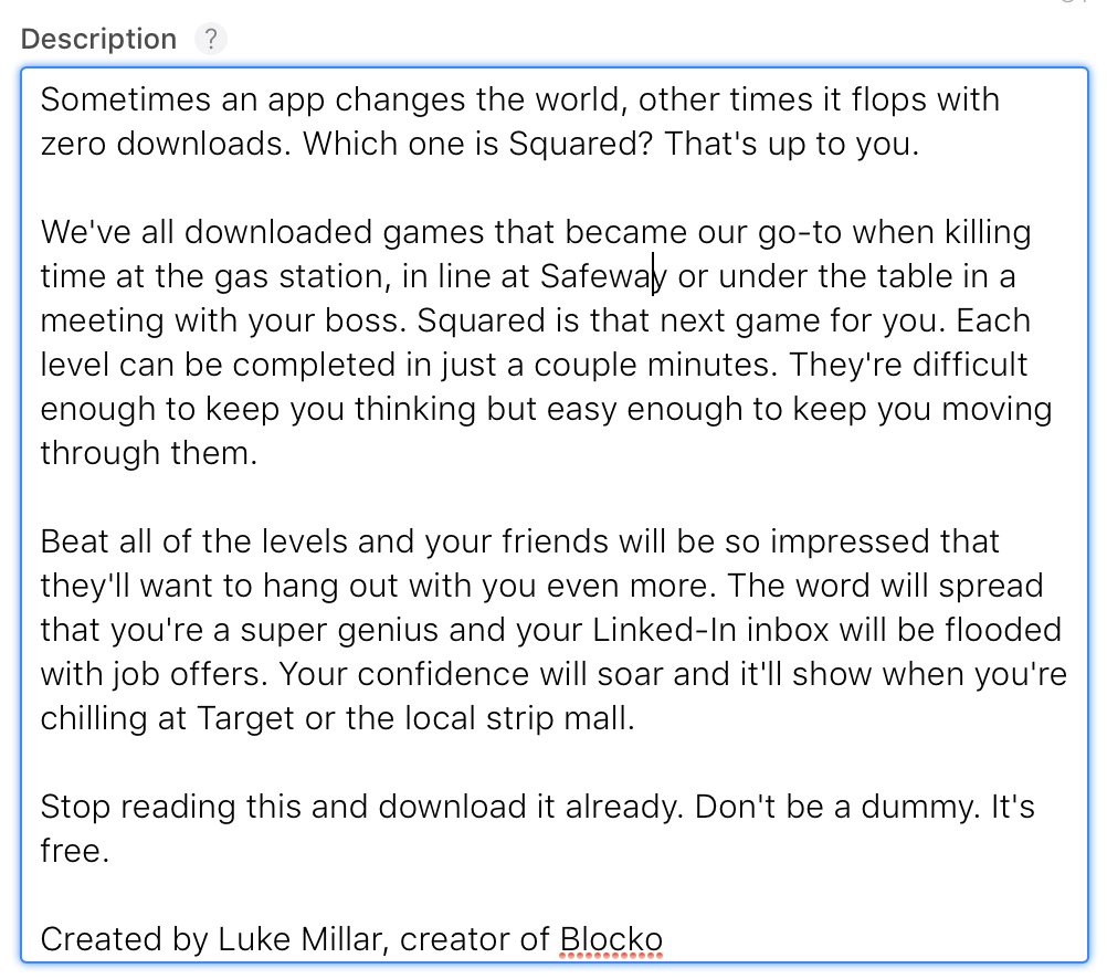 ltm's tweet photo. Can you write whatever you want for the description for the App Store? Guess we'll find out. https://t.co/J3ZgT2sKu2
