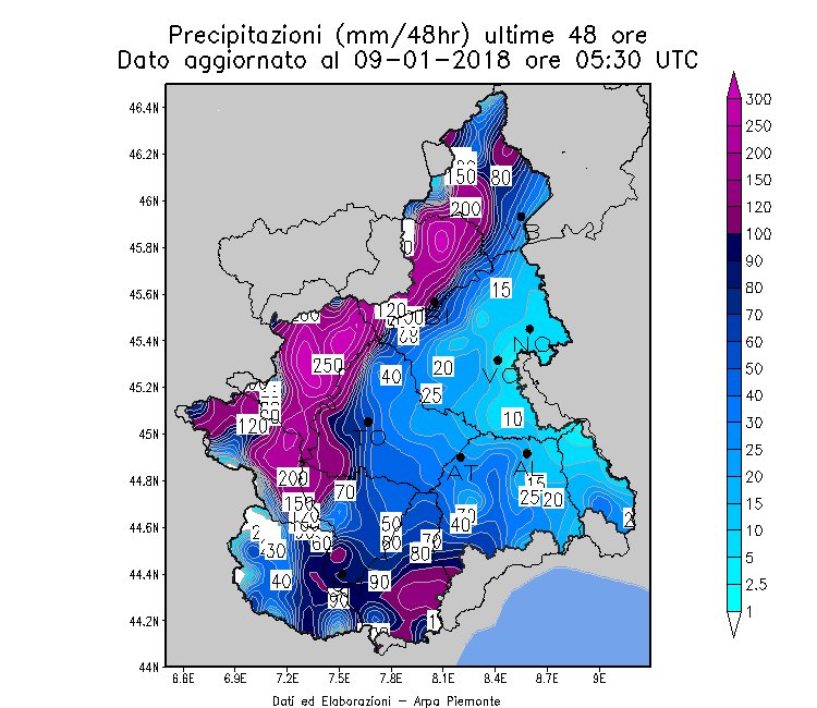Pioggia sul Piemonte nelle ultime 24 ore #pioggia