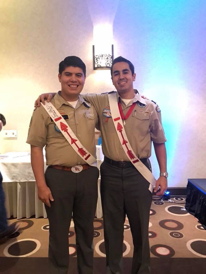 OASectionW4N's tweet photo. @OASectionW4N Chief Jorge Salazar got to hang out with outgoing @OANationalChief Forrest Gertin, past @oasectionw4s Chief Matthew McMahan and current Secretary Adrian C., and @SectionW6P Vice Chief Devin H. at the @wiatava banquet on Saturday evening! https://t.co/pj3v0vlOmn
