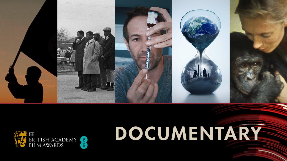 Nominated for Documentary ⚡️
City of Ghosts 
I Am Not Your Negro 
Icarus 
An Inconvenient Sequel 
Jane 
#EEBAFTAs