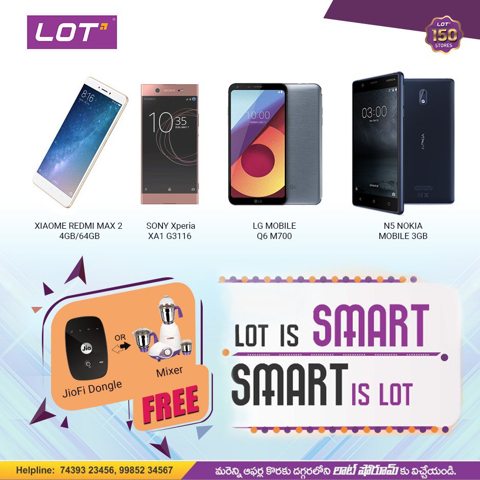 Lotmobiles's tweet photo. Hurry up, be the part of Lot's awesomeness!!Purchase XIAOME Redmi Max2, Sony Xperia XA1 G3116, LG Mobile Q6 M700 or Nokia N5 mobiles at Lot and get JioFi or Mixer Free!
#LOTMobiles #Xiaome #RedmiMax2 #SonyXperia #LGMobiles #Nokia #JioFi #Freebies https://t.co/6F8tGI3EhK