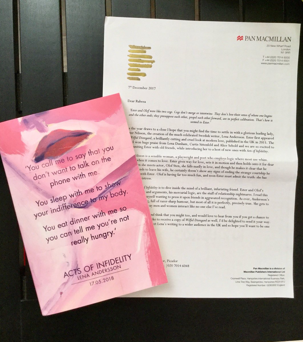KarachiGeek's tweet image. Wilful Disregard is the best book I’ve read on modern relationships so it was extra special to get this letter with the proof of Lena’s next #ActsofInfidelity . It’s simply exquisite!