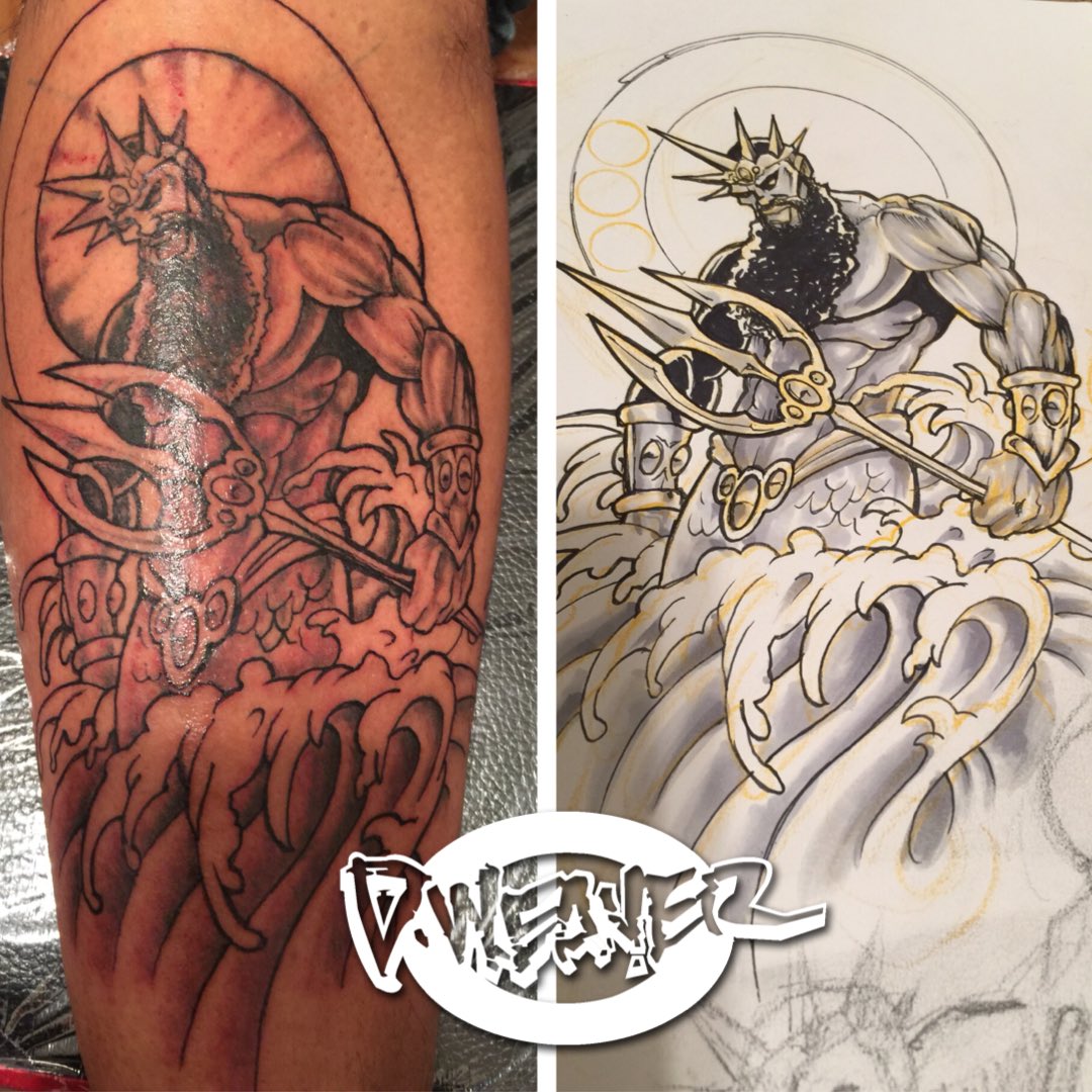 D. Weaver on Twitter: "#tattoo work..#triton for #AquariusSeason ..thanks  Dez for comin by. https://t.co/V6tNTHARgn" / Twitter