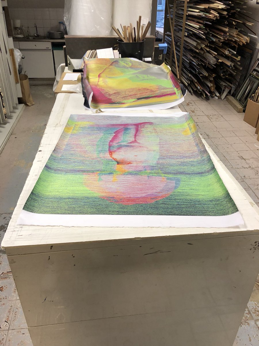 Olalanko's tweet photo. Preparing new work for @ArtRotterdam series of jacquard textiles @CarolineOBreen https://t.co/RL7u7bhTms