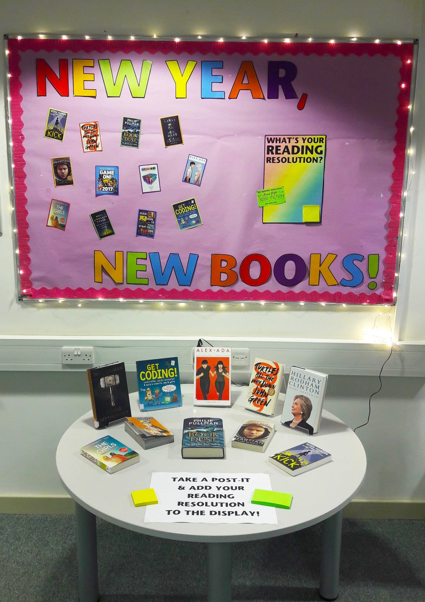 ChelseaAcadLib's tweet image. "My reading resolution is to read more of the books my friends recommend me!" Isaac (Y8) has added his literary ambitions for 2018 to our New Year display. What's your #readingresolution? 📚