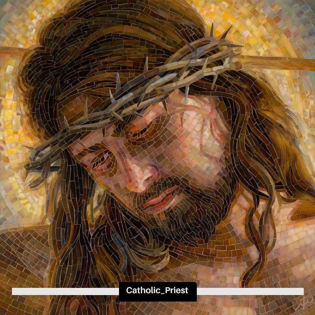 Catholic_Priest's tweet photo. "The Lord did not come to make a display. He came to heal and to teach suffering men." - #SaintAthanasiusofAlexandria
.
📸 Crown Of Thorns Mosaic/© Mia Tavonatti/Fine Art America #SacredArtandImages
.
.
#justprayalways—#prayconstantly
#MercyandPeace #… https://t.co/Ps58sTcgm4 https://t.co/baWB3OyCqv