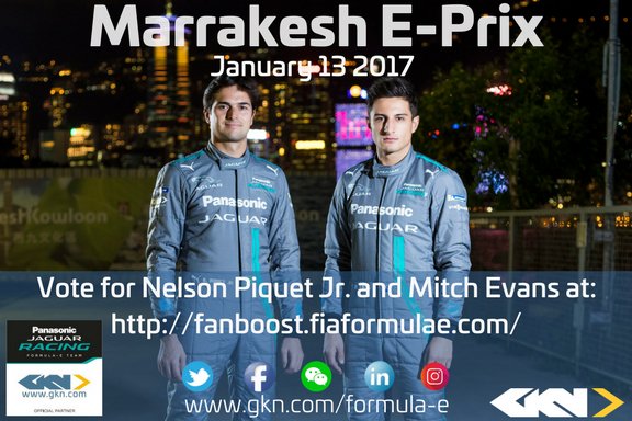 GKN_plc's tweet image. #Fanboost for the #MarrakeshEPrix @FIAFormulaE race is open! Go vote for our @JaguarRacing drivers now! fiaformulae.com/fanboost