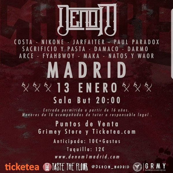 SuperSmokerES's tweet photo. No os perdáis este sábado a @denom_madrid en la @SalaButMadrid !!! 🔥🔥🔥🔥 #supergrowerspain #denommadrid #salabut https://t.co/K27q6izjnM
