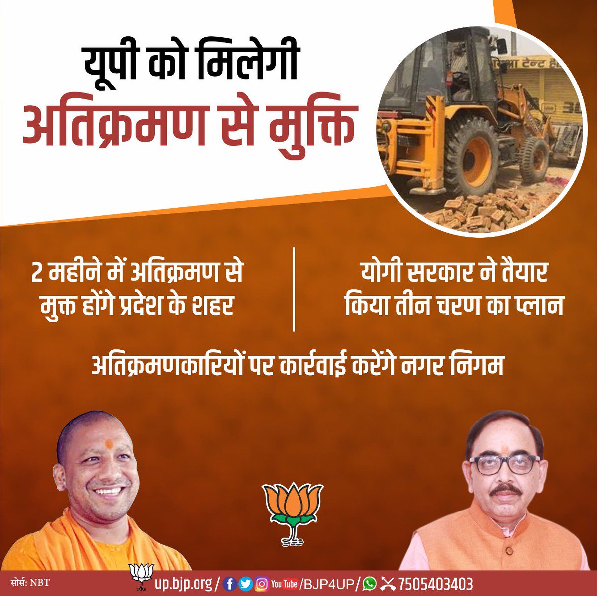 BJP4UP's tweet photo. यूपी को मिलेगी अतिक्रमण से मुक्ति https://t.co/xnDRn54cPc