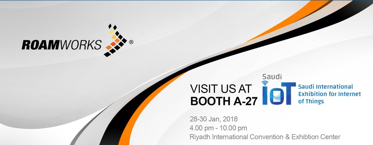 ROAMWORKS's tweet photo. We will be participating in Saudi International Exhibition for Internet of Things. Come visit us at booth A-27 from 28-30th of January at Riyadh International Convention & Exhibition Center.
#ROAMWORKS #IoT #Saudi_IoT https://t.co/mjiZBiRxbV