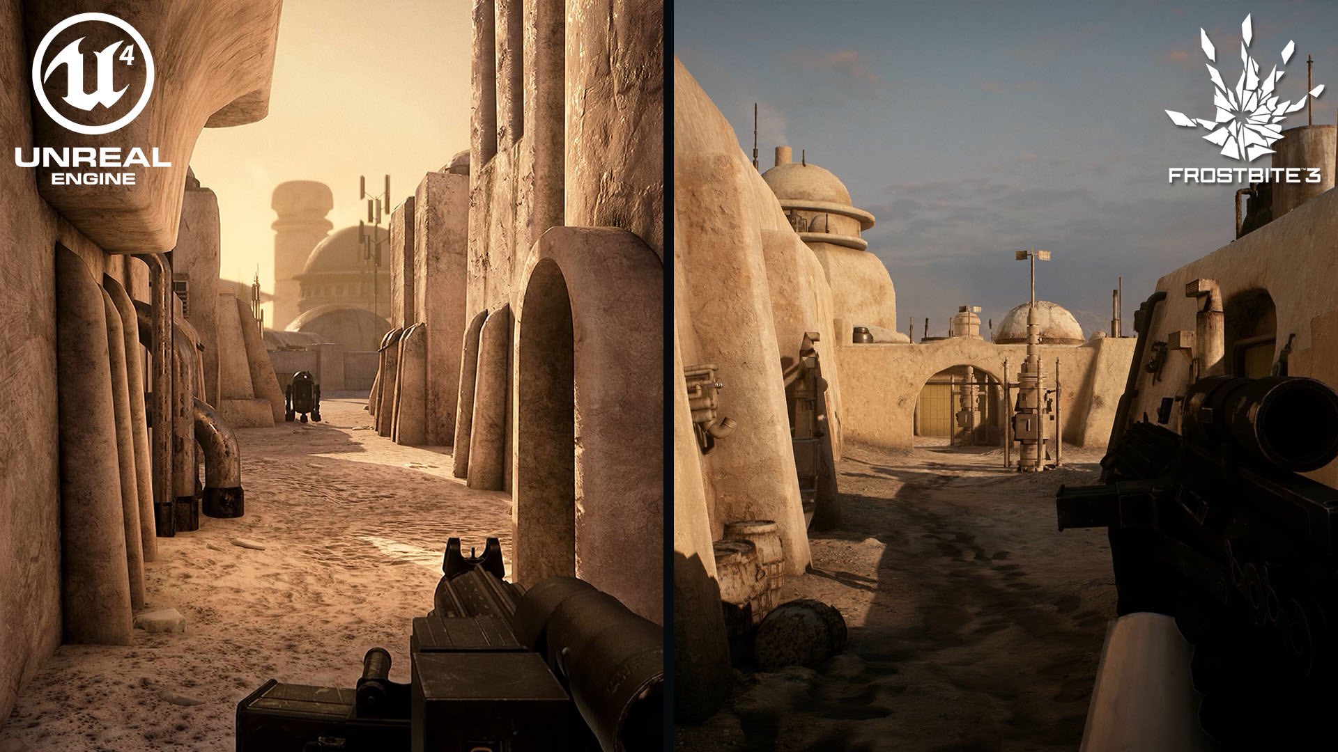 Cinematic Captures on X: "Mos Eisley: Unreal Engine 4 vs Frostbite 3  Graphics Comparison 4K: https://t.co/oX1nV7CGps via @YouTube  https://t.co/d60fD3KUED" / X