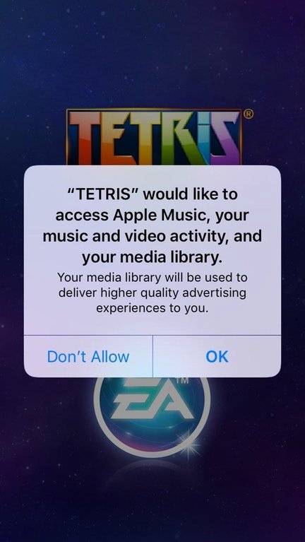 yourolly's tweet photo. Lol at the Tetris app apparently needing:
- The contents of your music library
- Your music history
- All of your photos
- All of your videos
…to apparently deliver "higher quality advertising EXPERIENCES" to you.
🙄
(cc @adcontrarian, @tomfgoodwin) https://t.co/bgSV0EG2Mp