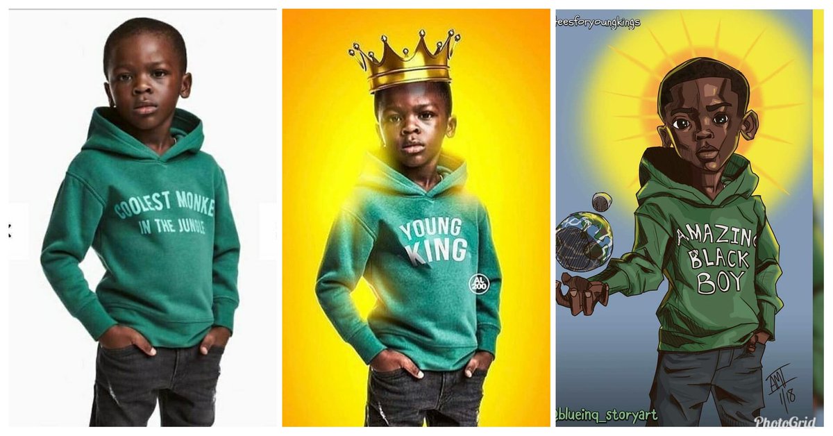 StarrBalmer's tweet photo. Online users recreate H&amp;M's controversial ad to promote excellence #buyblack #blackkingsandqueens #birdslove https://t.co/bPGu7fGZXh https://t.co/iHuRBSkRAK
