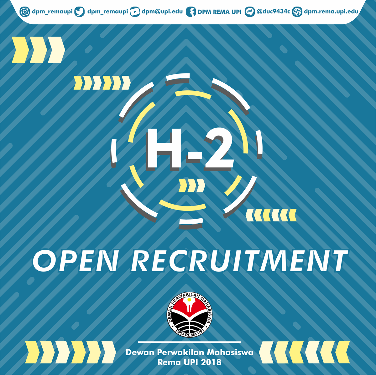 [H-2 OPEN RECRUITMENT DPM REMA UPI]
.
Persiapkan dirimu!
.
#DPMREMAUPI2018