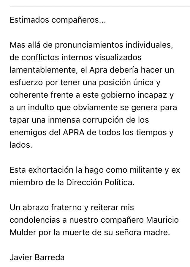 MiguelRosasSilv's tweet photo. ASI PENSABA JAVIER BARREDA DE ESTE GOBIERNO. @AlanGarciaPeru @Mauriciomulder @EliasCompromiso @BenignoChirinos @Mechecabanillas @evelinorcon @maytaalatrista @GianRojasCruz1 @JVelasquezQ @ereynaabogado @GerardoMorrisA @Macaro1963 @esquinabaja @MorochoRuizMar1 @Mtupac_yupanqui https://t.co/TJTiTf9uja