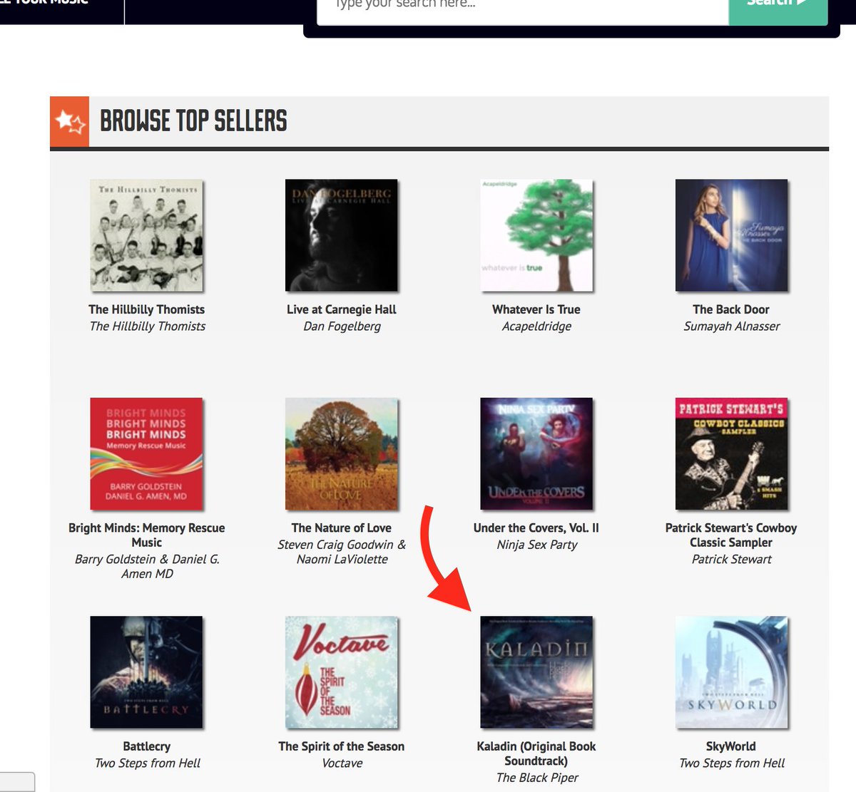 EpicBookMusic's tweet image. Cool! Kaladin is trending in the Top Sellers on CDBaby.com!

store.cdbaby.com/top