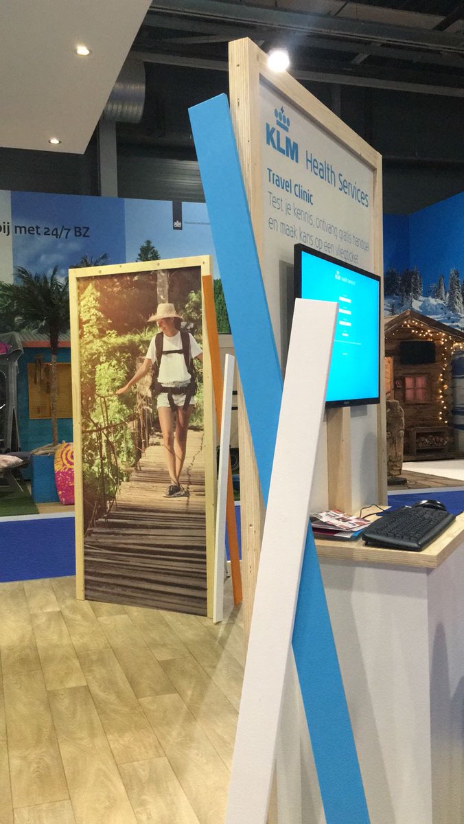MarijePV's tweet photo. De #vakantiebeurs is gestart! Kom langs bij #KLMHealthServices @KLM Test je kennis en maak kans op een #vliegticket Tot op het #NLreist plein hal 8 vlak bij @247BZ https://t.co/szU5JAtiG0