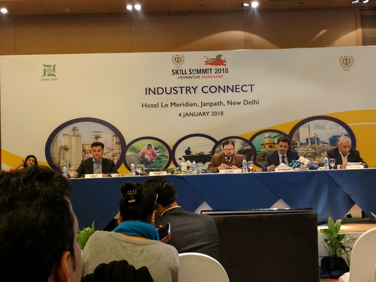 DmSssdc's tweet photo. The Industry Connect Meet organised by Jharkhand Skill Development Mission Society at hotel  Le Meridian, New Delhi on 4 Jan 18. The main focus was to promote  forth coming Skill Summit 2018 Momentum with the aim to establish Jharkhand as a “Skill Hub of India” ” in the next 5yrs https://t.co/jR7g8wowai