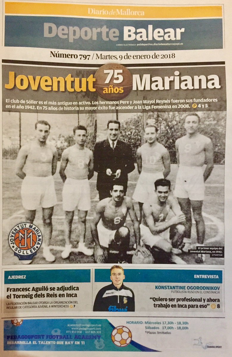 CEConstancia's tweet photo. Hoy en Deporte Balear de @diariomallorca leemos la entrevista de @Jaume_Valles a nuestro jugador Konstantine Ogorodnikov; uno de los jugadores más internacionales del Club... el que viene de más lejos seguro!!! https://t.co/56wKA6VjQI