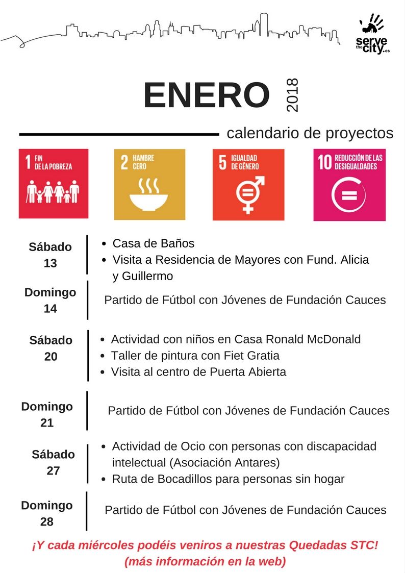 ServeTheCityMAD's tweet photo. Volvemos a la carga el 2018 con más oportunidades de #voluntariado! Aquí tenéis la previsión de los proyectos de este mes, y algunos ya están publicados en la web. ¡Corre, que las plazas se agotan! https://t.co/NIIP1RtjFa https://t.co/nX8SweVrTb
