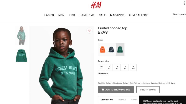 H&amp;M apologizes for using a black child to model a sweatshirt with a "coolest monkey in the jungle" slogan cnn.it/2FkOSI3