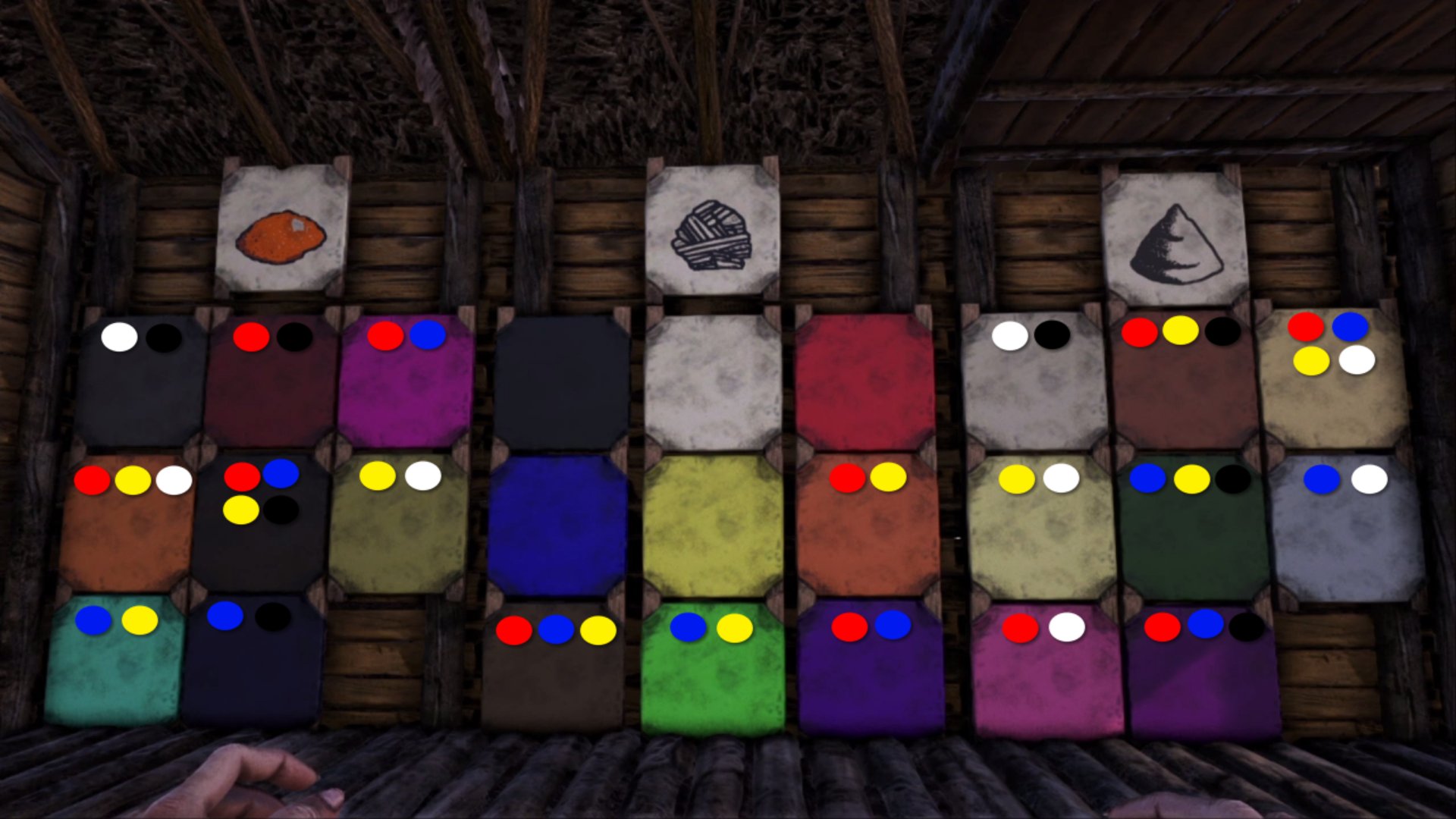 薔薇タナゴ Twitter પર 染料全色早見表 いや 昨年動画で色の早見表を上げると言いながら 深夜に呟かれるラーメンツイートの如くこってりと忘れておりましたが ここにキチンと呟きます 笑 2018年もこんなサカナをお願い致します Ark Ps4 Https T Co