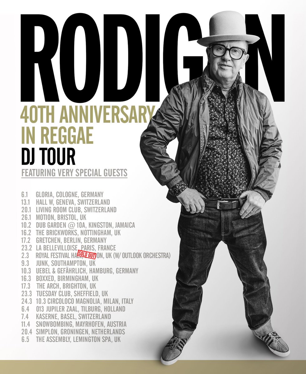 DavidRodigan's tweet photo. For the past 40 years I have had the privilege of championing Reggae music on my radio shows and in clubland so by way of celebration I’m going on tour for 2018 and I will be joined by some very special guests 🙏🏼 https://t.co/jUi15duW0S