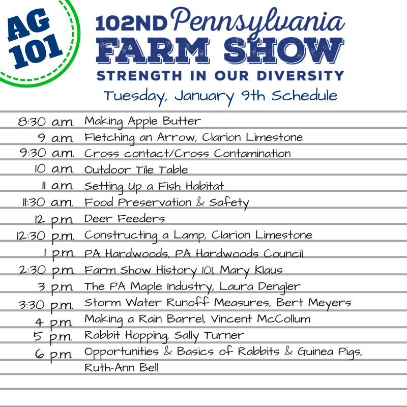PAAgriculture's tweet photo. Ever wonder how to make apple butter? Or fletch an arrow? Or construct a lamp? Make your way to the #AG101 stage in the Expo Hall to learn all this and more! #PAFS18 #FSDiversity https://t.co/wUFADQX6jg