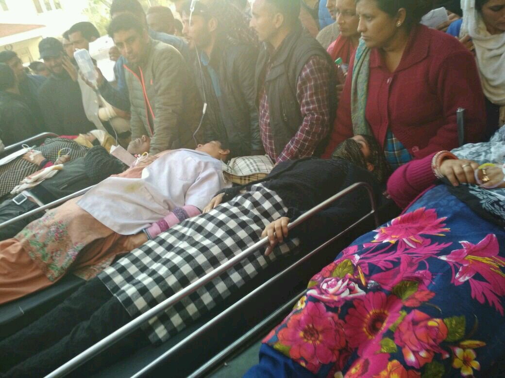 More than 100 NHM Employees including mostly females, two female employees got miscarriage/abort during brutal assault by JK Police)&amp; critically injured outside Civil Sectrait, Jammu during peaceful protest for Regularization. We highly condemn this act by JK Police/Govt.